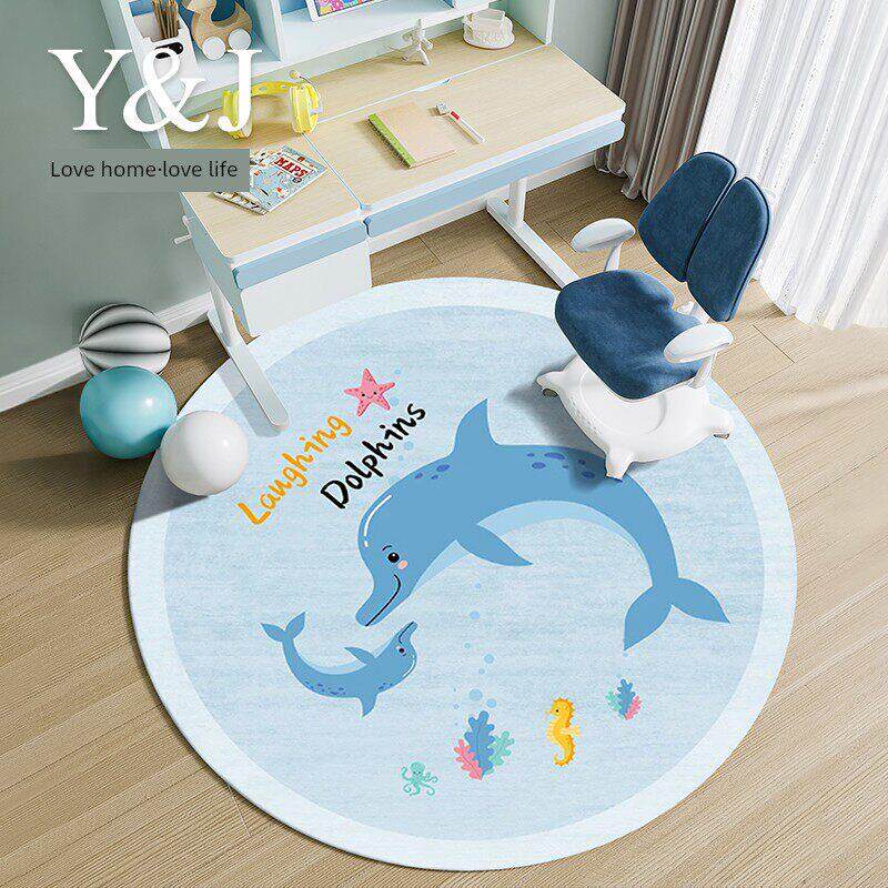 卡通圆形地毯客厅家用儿童学习桌电脑转椅子隔音梳妆吊篮地垫耐脏