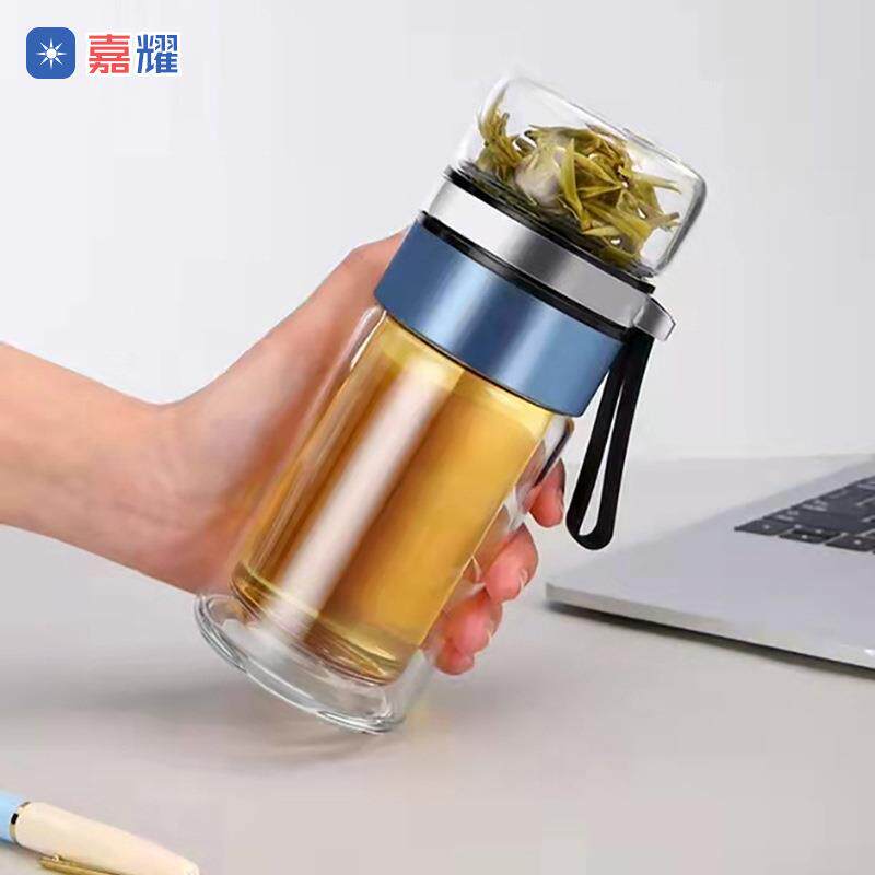 玻璃透明茶水分离泡茶杯便携式车载商务水杯办公室喝水杯子