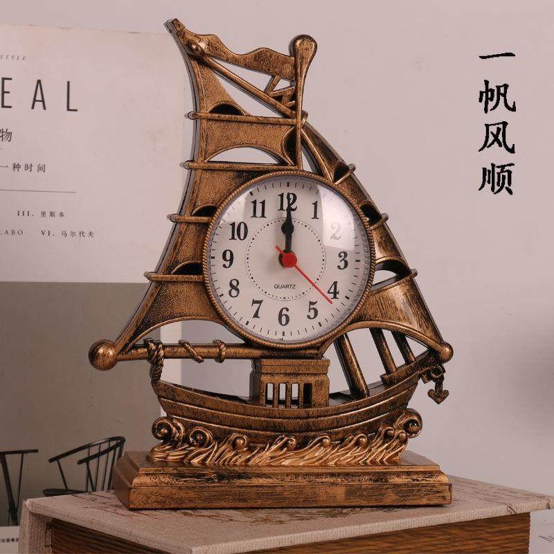 座钟美式复古钟表桌面时钟静音床头小型台式摆件装饰客厅卧室闹钟