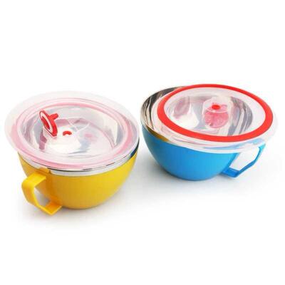 Noodle Bowl with Lid Handle Stainless Steel Plastic