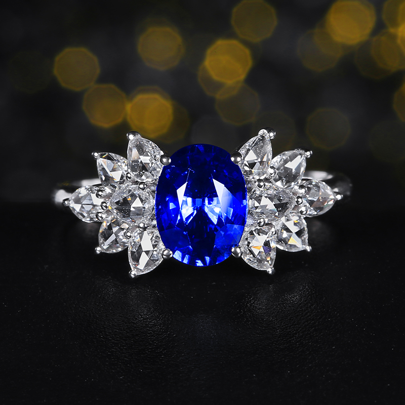 1.62克拉皇家蓝天然蓝宝石戒指AIGS-Vibrant 18K金镶嵌钻石LE755