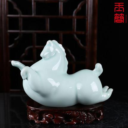 创意客厅玄关摆设装饰品手工陶瓷动物生肖摆件景德镇陶瓷马