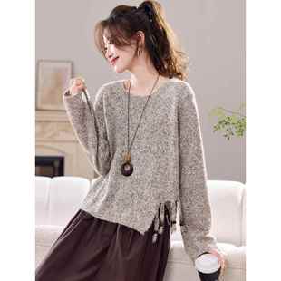 2025新款春秋冬设计感超好看薄款毛衣女慵懒风松弛感外穿针织上衣