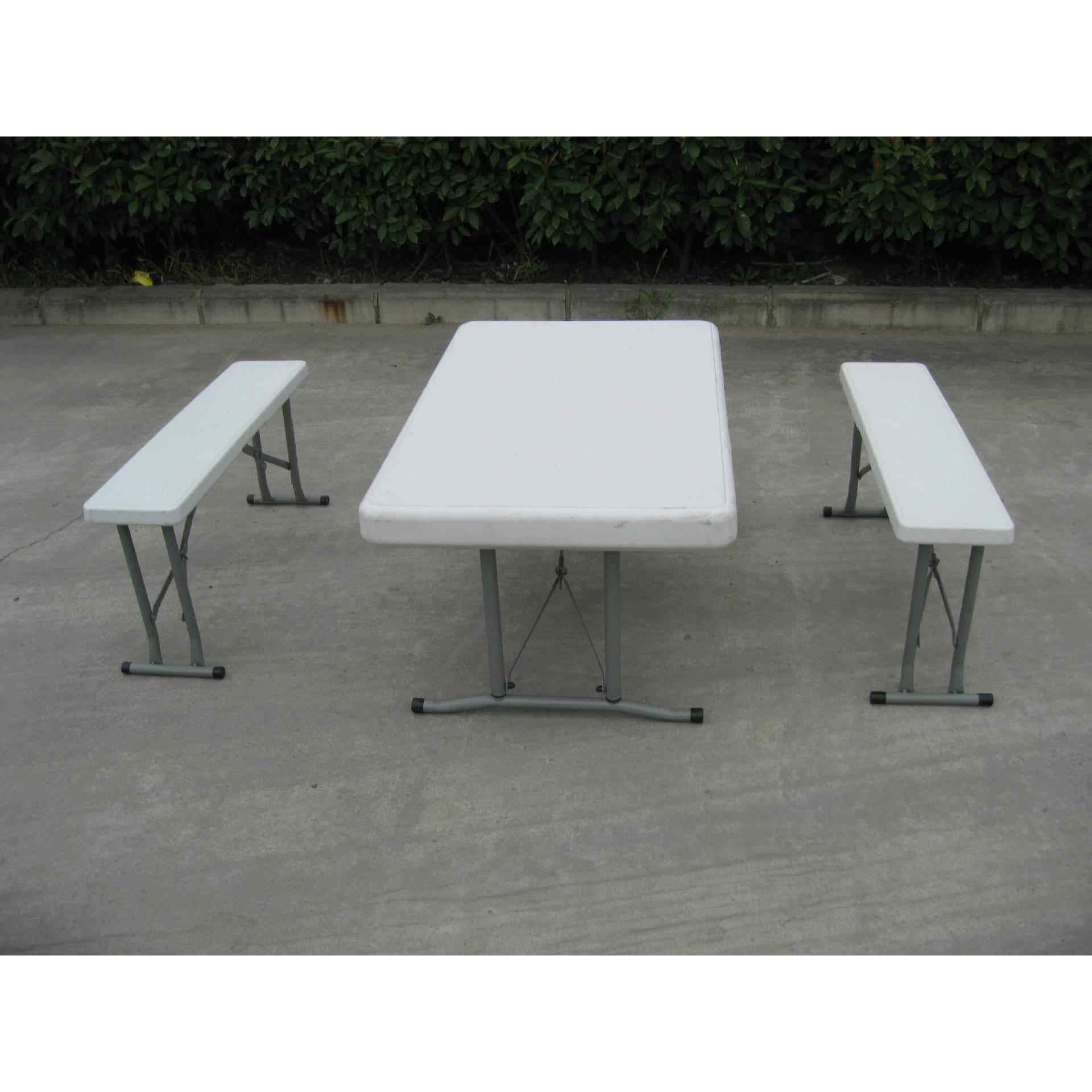 户外塑料啤酒桌 105*65*72cm 吹塑中空面板折叠桌 桌凳组合