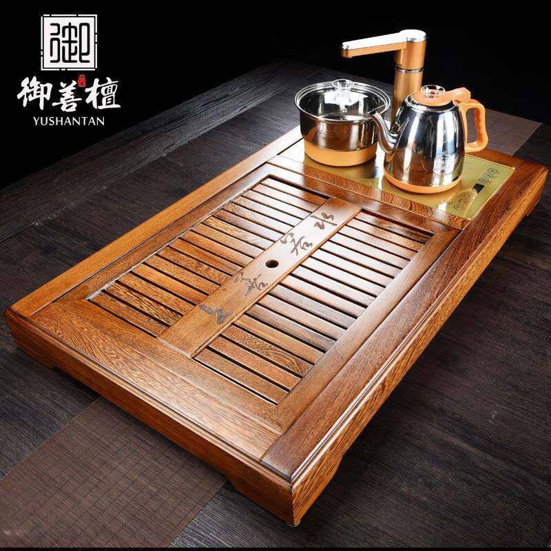 鸡翅木茶盘全自动茶具套装家用客厅功夫泡茶台实木办公室茶托