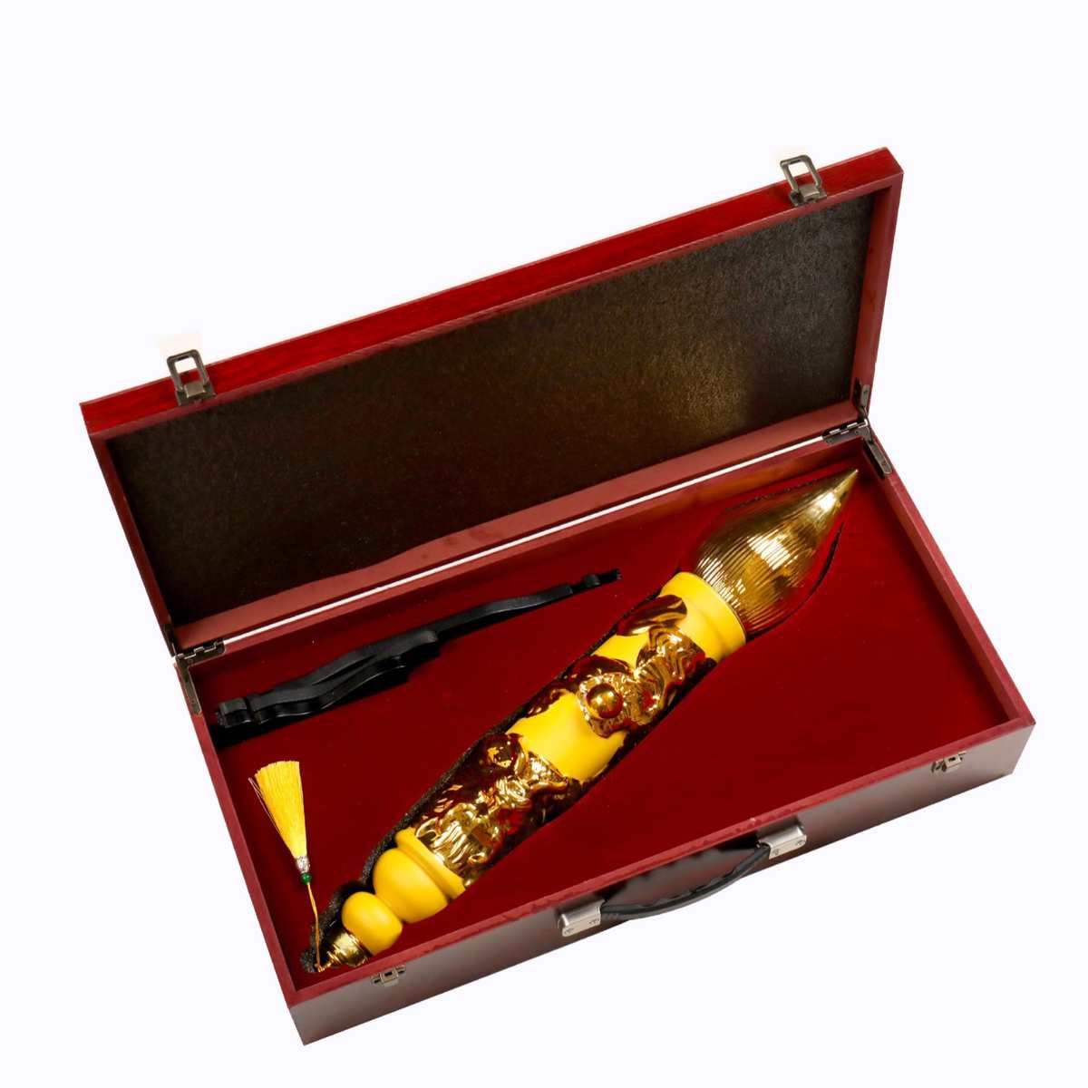 景德镇陶瓷酒瓶2斤装金色毛笔酒具 工艺大笔进财摆件密封空酒坛子
