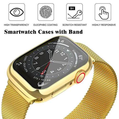 Case+Milanese Loop For Apple Watch Band 44mm 45mm 38mm-42mm-