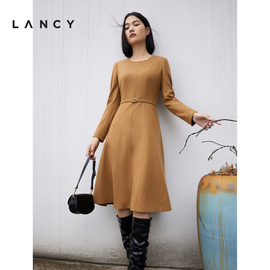 LANCY/朗姿2023秋季法式中长款连衣裙子女职业高端通勤裙子