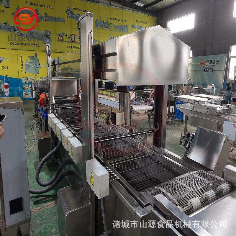 手拿鸡腿面包油炸线 自动翻面贝果油炸设备 奶香面包油炸机