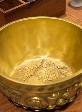 聚宝盆摆件紫铜手工黄铜工艺品存钱罐缸家居办公桌装饰开业礼品