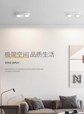 明超装筒灯薄极简ld方形防眩DWZ双头三e头斗胆灯吸客顶家用厅无主