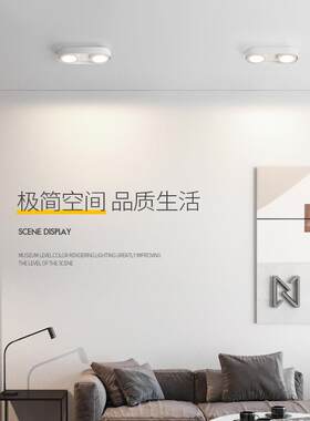 明超装筒灯薄极简ld方形防眩DWZ双头三e头斗胆灯吸客顶家用厅无主