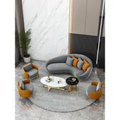 轻奢布艺洽谈弧形沙发北欧售楼处部接待桌椅酒店大堂办公沙发组合