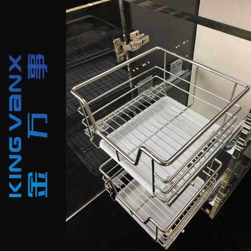 RKT4厨房304不锈钢浅柜储物拉篮开门抽屉式小柜体尺寸置物架平篮