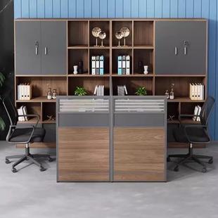 财务办公桌带屏风职员桌办公桌椅组合双人位面对面高柜卡座办公室
