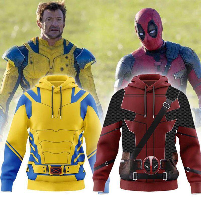 Deadpool Wolverine Cosplay Hoodie Superhero 3D Polyester Au