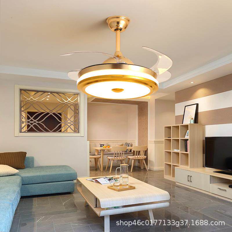 吊扇灯隐形大风力风扇灯餐厅带灯电风扇卧室客厅静音一体电扇灯