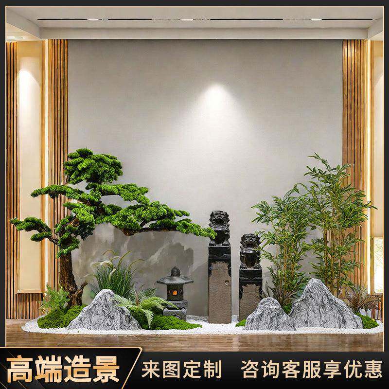 仿真松树迎客松罗汉松商场酒店室内装饰盆景造型假景观摆件