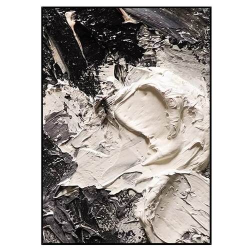 黑白立体手绘油画现代简约客厅装饰画厚肌理玄关装饰画餐厅挂画