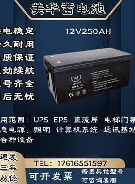 MEIHUA美华蓄电池MH-12V250AH电梯门禁 消防主机 UPS电源主机