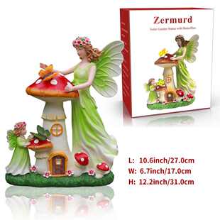 天使花园雕像蘑菇太阳能仙女花园雕像工艺品庭院庭院装饰庭院草坪