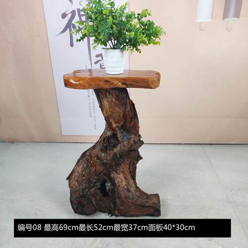 天然实木根摆雕花树架整体根件落地多13层厅鱼缸原木花盆架子底客