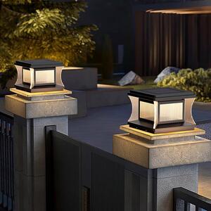 现代简约太阳能柱头灯别墅大门口柱子灯庭院院子不锈钢防水围墙灯