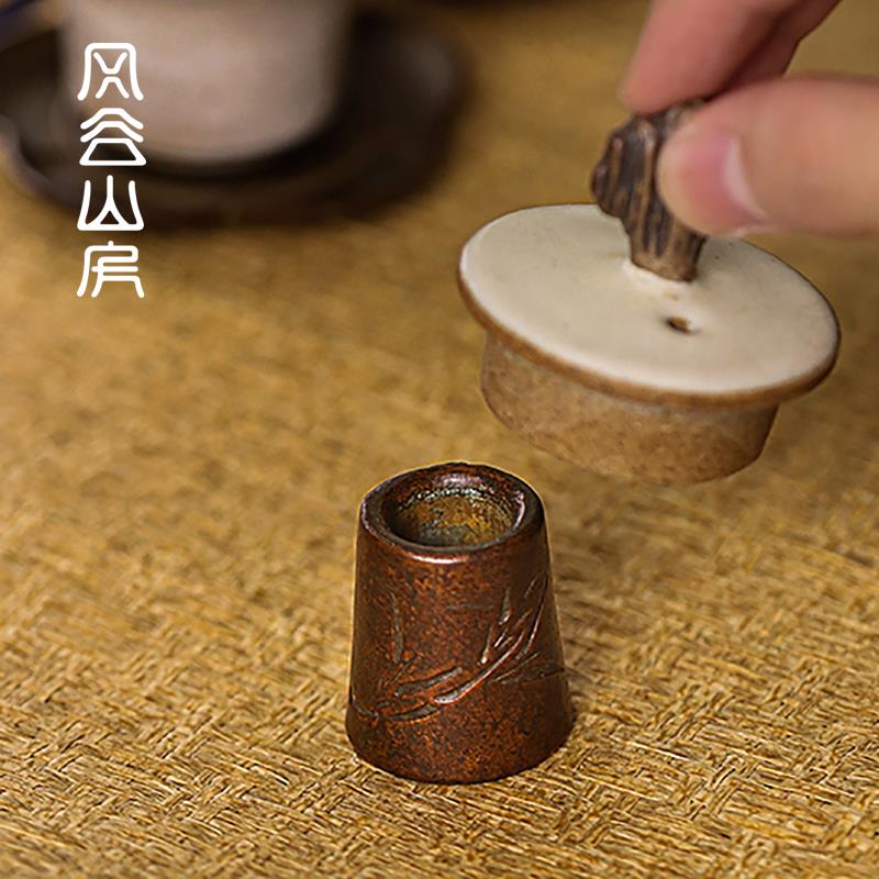 手工紫铜盖置紫砂壶盖托 托创意覆古摆件铜壶铁壶盖架子功夫茶具
