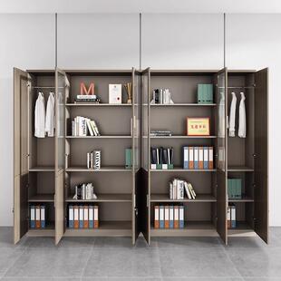 轻奢简约资现室代柜木SG 12质档案柜料储物柜书柜玻璃带锁办公文