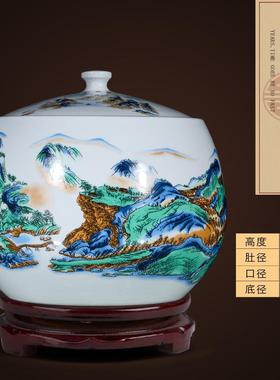 正品德镇关陶瓷器鸿运当头聚宝盆件景中式家居饰摆品客厅玄养鱼缸