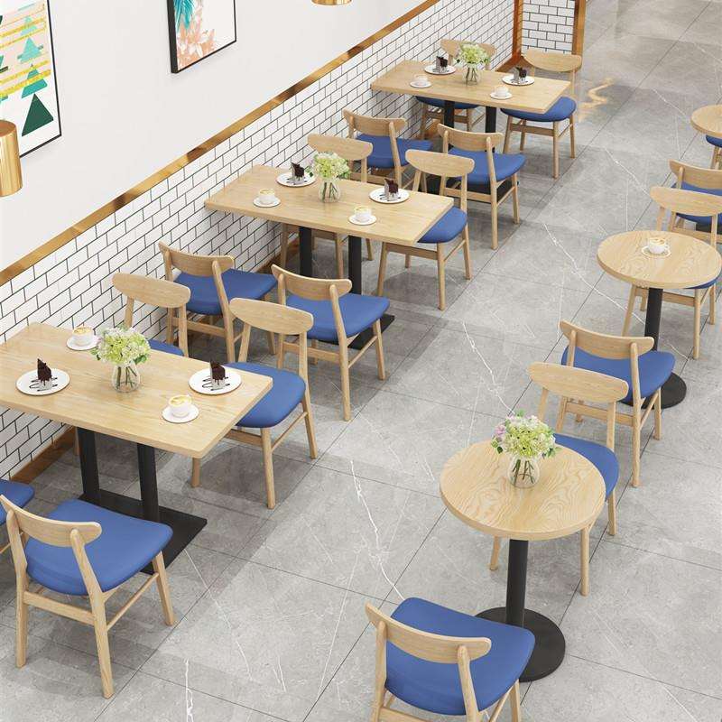 员工食堂餐桌椅奶茶店实木桌椅餐饮美食街快餐店桌椅卡座沙发组合