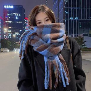 围巾2025秋冬款女款高级感冬季新款彷羊绒格子披肩