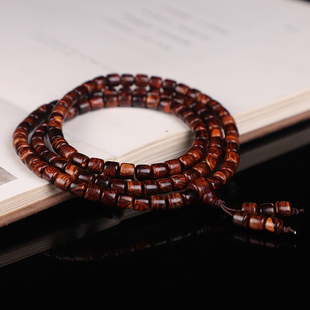 【附鉴定证书】海南黄花梨紫油梨6mm108颗桶珠佛珠文玩手串