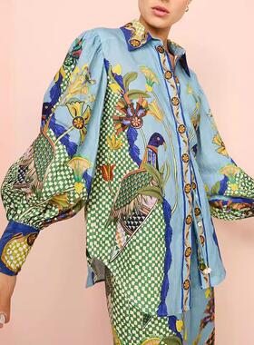 Printed drawstring two-piece women's outfit