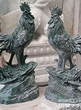 供应大理石金鸡纳福 石雕公鸡工艺品雕塑家居艺术装饰摆件优惠