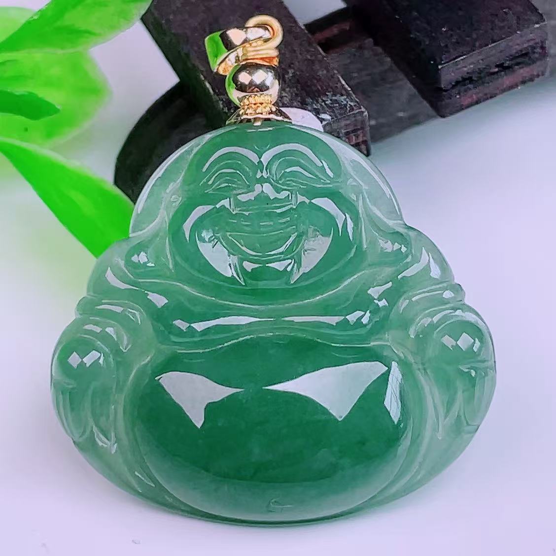 缅甸天然真品翡翠正品冰蓝水天空蓝满色高端精品闪拍佛公玉石吊坠