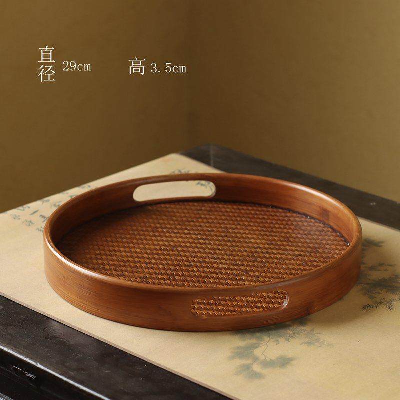 仿宋风格大漆竹制多功能收纳盘果盘储物盘茶具杂物 禅意桌面托盘