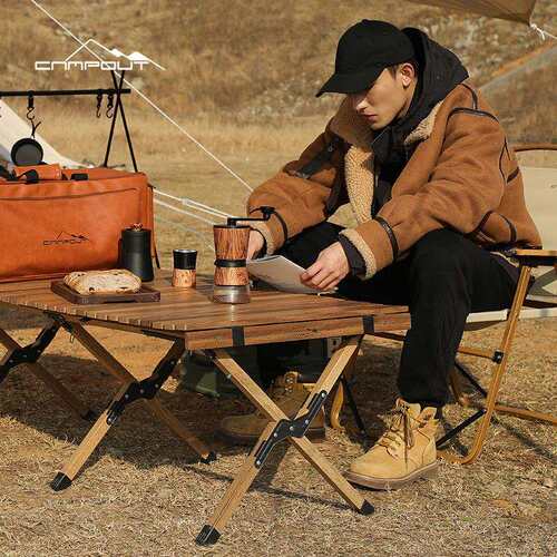 CAMPOUT露营蛋卷桌榉木桌轻便折叠桌高颜值便携旅行露营烧烤桌椅