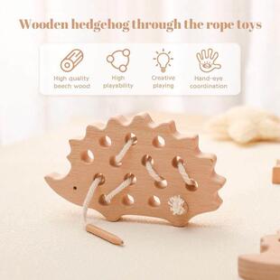 Educational Toys For Baby Animal Wooden Hedgehog Threading B