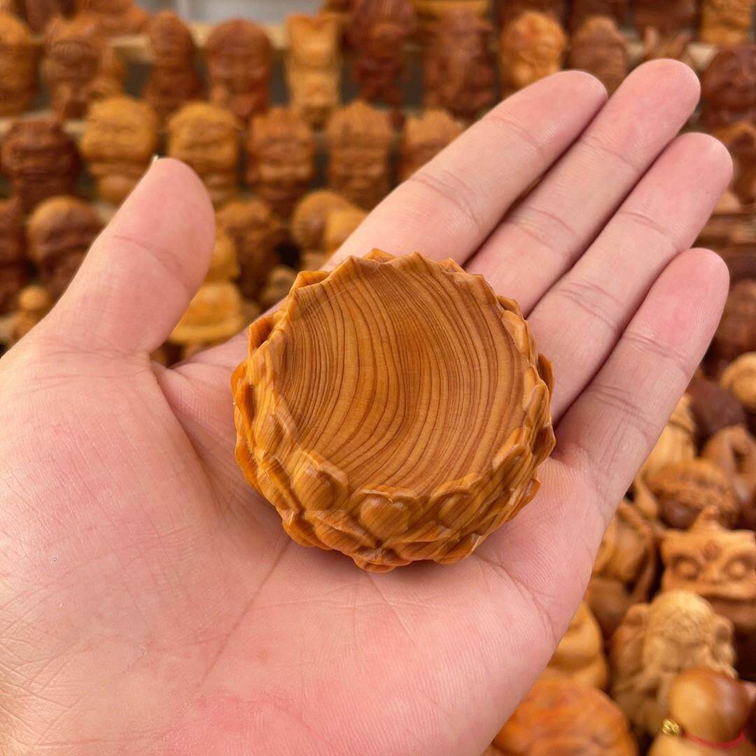 崖柏木雕无漆无蜡莲花底座摆件实木雕刻工艺礼品摆饰人物佛像玉水