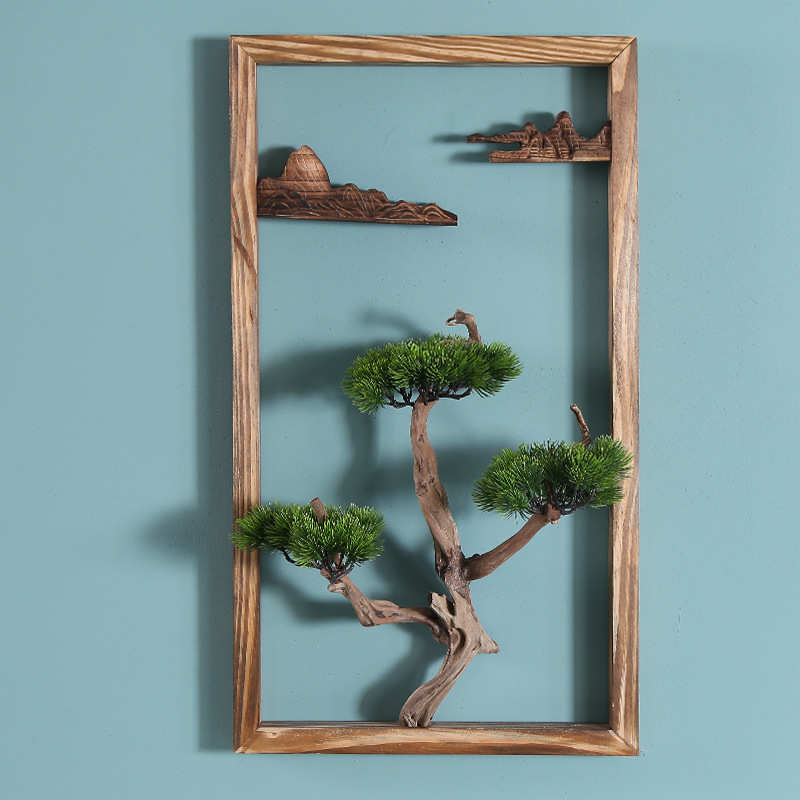 新中式创意实木墙壁挂件现代简约玄关壁饰客厅背景墙上装饰品软装