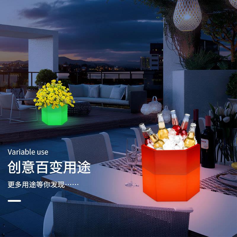 LED啤酒香槟桶GKJ发光角冰六遥控块户外桶防水耐摔塑料花盆冰桶