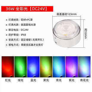 水下壁灯LED户外水底灯七彩led水下射灯防水泳池壁挂景观灯水池灯