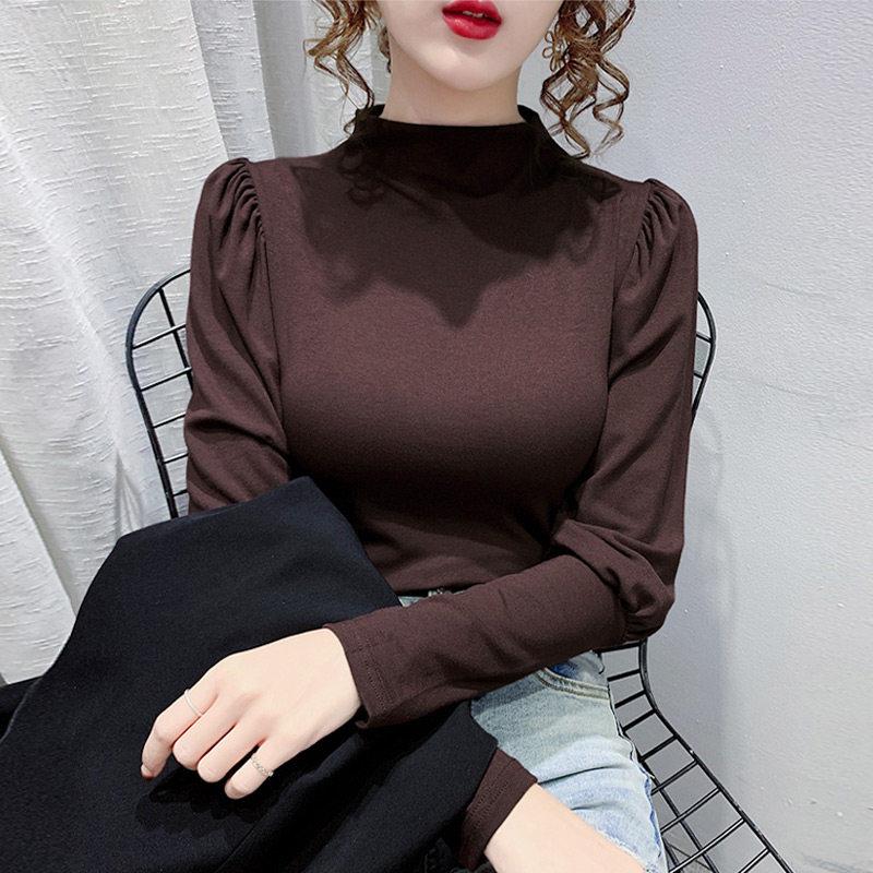 半高领打底衫女春秋2025新款韩版修身内搭洋派纯棉长袖t恤上衣潮