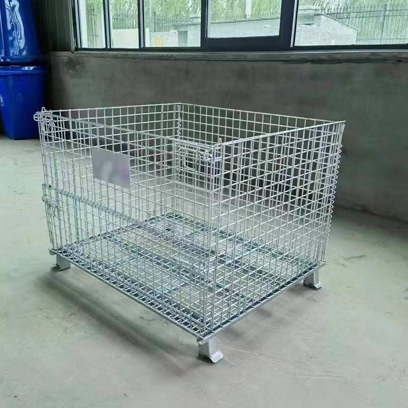 周转箱仓储笼不锈钢折叠铁丝蝴蝶笼防锈厂家镀锌金属铁丝网批发厂