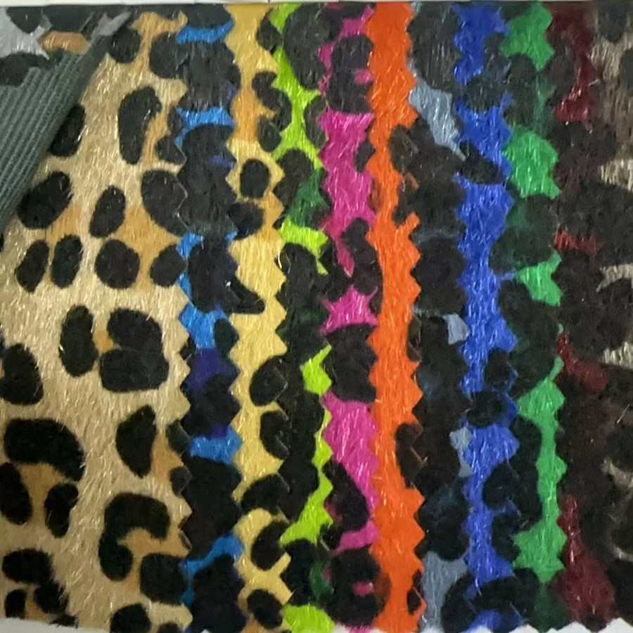 现货小批秋冬马毛豹纹斜纹底布箱包鞋帽装饰皮革面料服装辅料批发