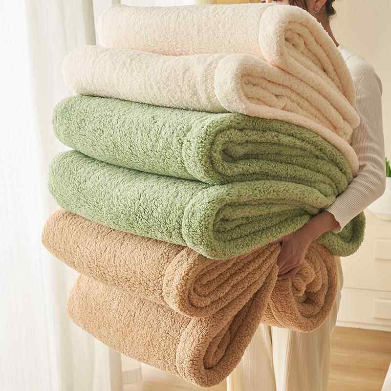 纯色法兰绒毛毯加厚保暖珊瑚绒毯子冬季办公室午睡毯双面加绒盖毯