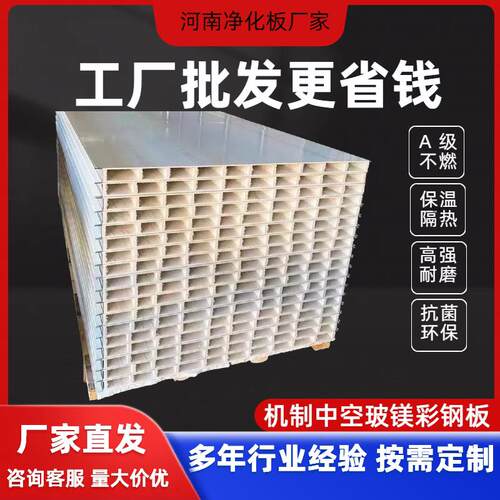 中空玻镁防火隔热保温板食品厂无尘车间夹芯板彩钢板厂房隔墙悬吊