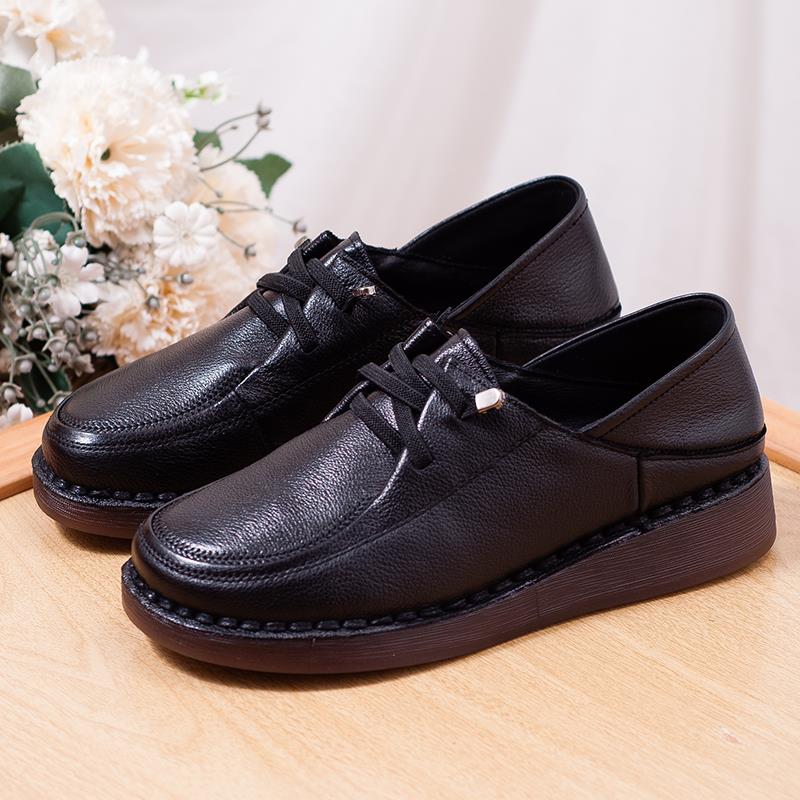 高档软皮妈鞋不累脚女鞋鞋真皮老中年小皮软底舒适防滑中年妈人休