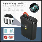 SD108P碎纸机办公12L大容量电动小型条状2级家用办公室8张碎纸